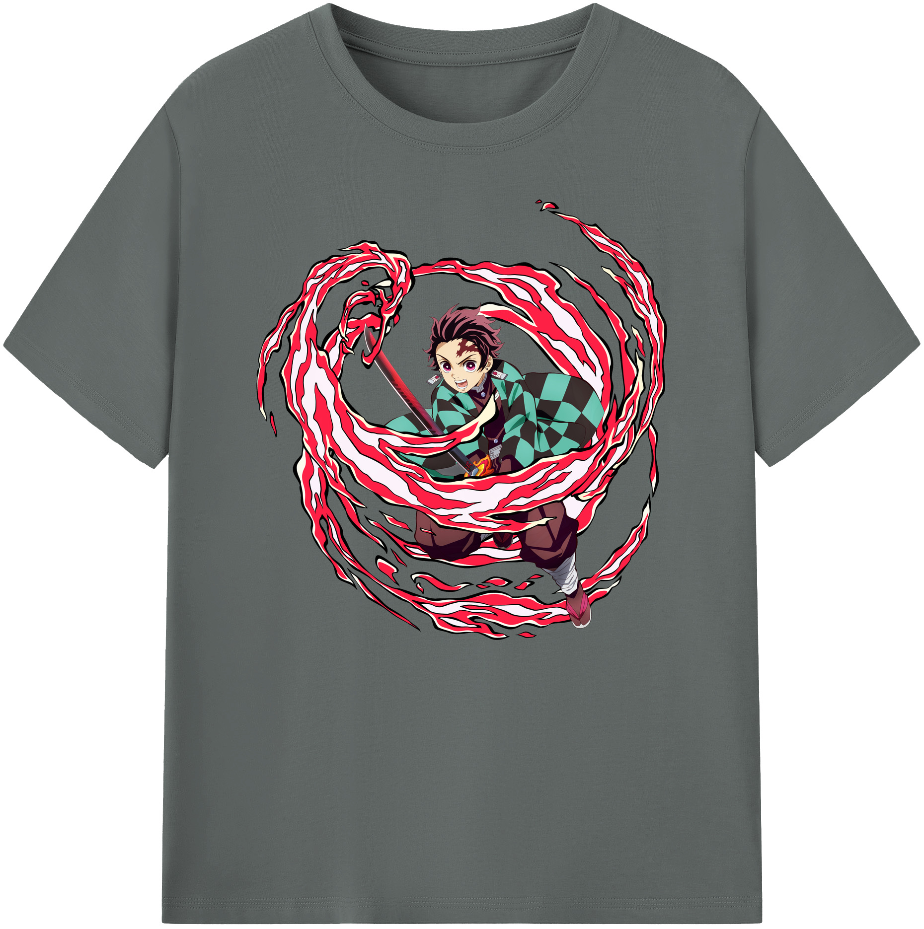 （画像用） 鬼滅の刃 竈門 炭治郎／かまど たんじろう Kamado Tanjirou 綿100％ メンズ半袖Tシャツ｜肌触りやわらか＆通気性